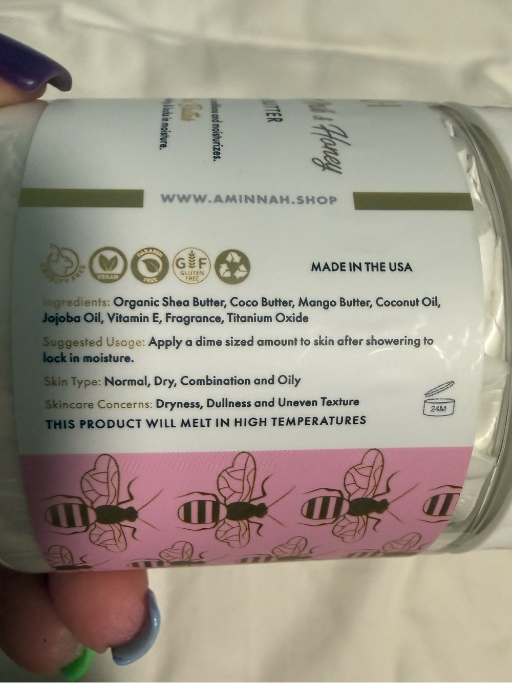 Aminnah Oatmeal Milk & Honey Whipped Body Butter! NEW - Picture 2 of 5